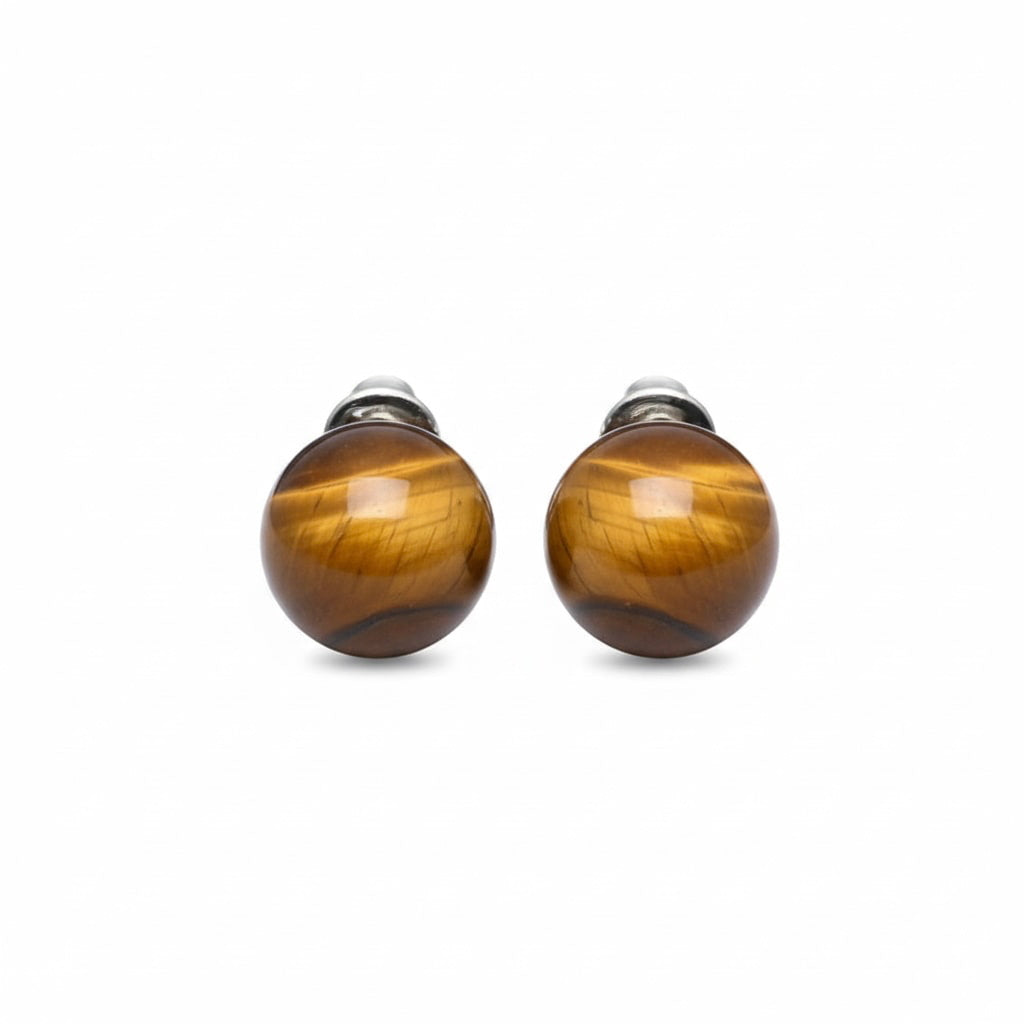 Tigerauge Ohrstecker - Schimmernde Kugeln CrystalScents
