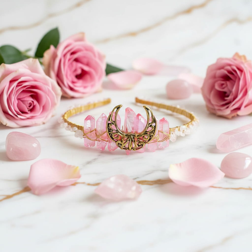 Rosenquarz Tiara - Für besondere Anlässe