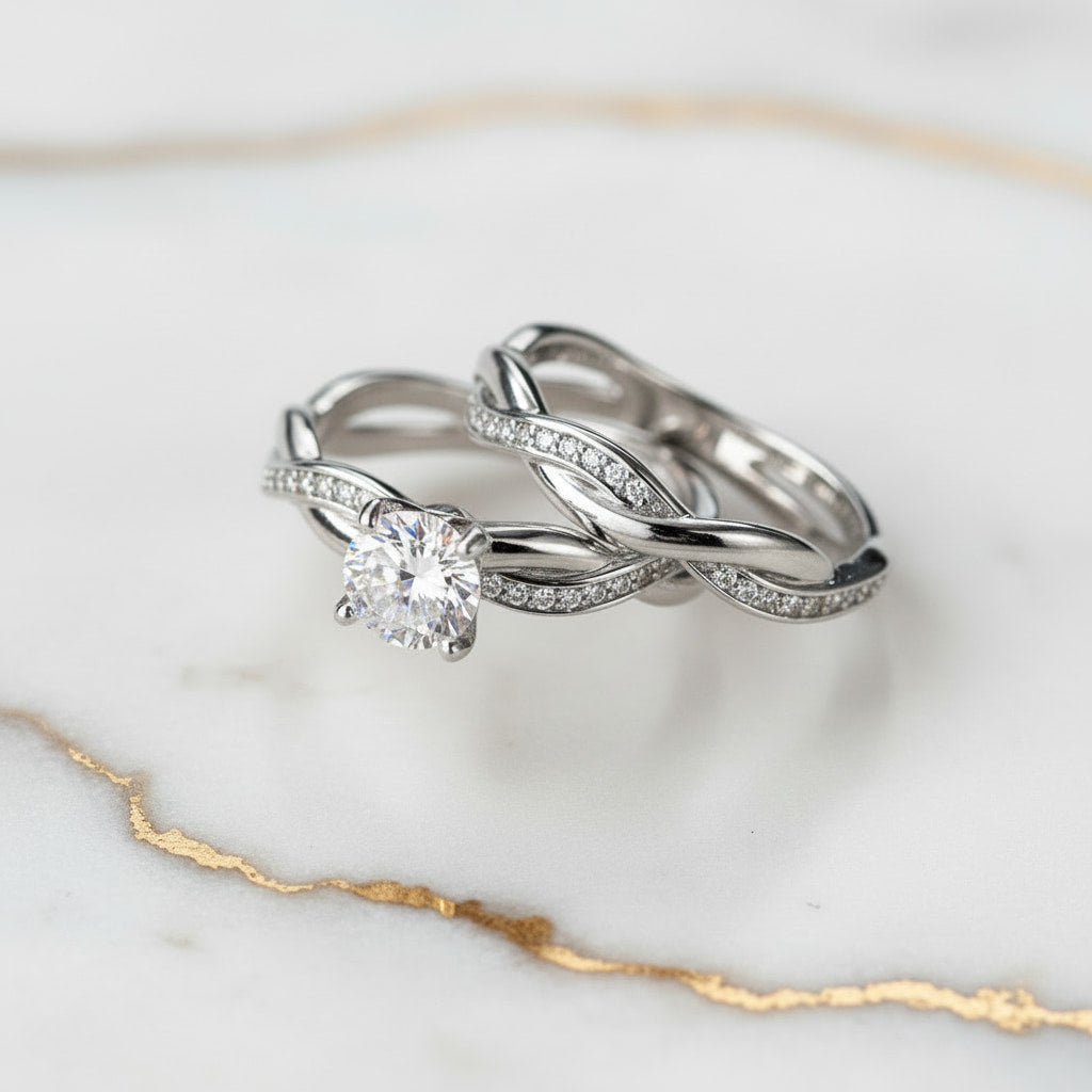 Ring - Silberner 2-teiliger Stacking-Ring CrystalScents