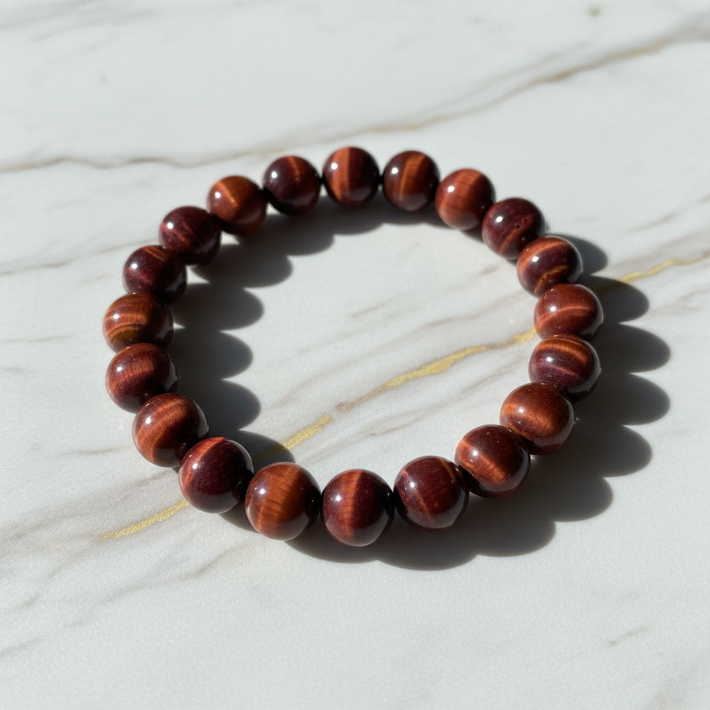 Rotes Tigerauge Kugelarmband - Rote Magie CrystalScents