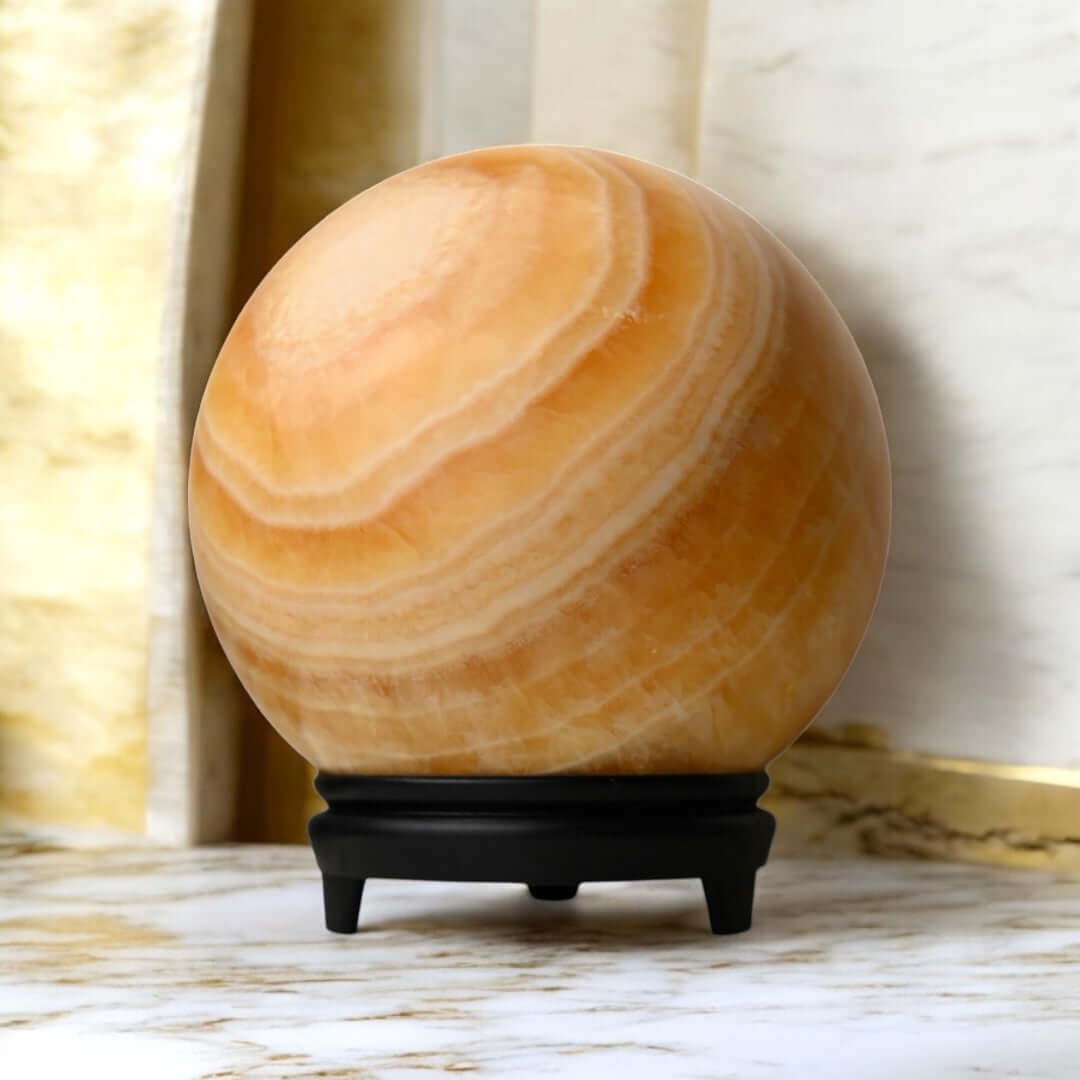 Große Orange Calcit Kugel – Strahlendes Energieobjekt für Wärme und Lebensfreude