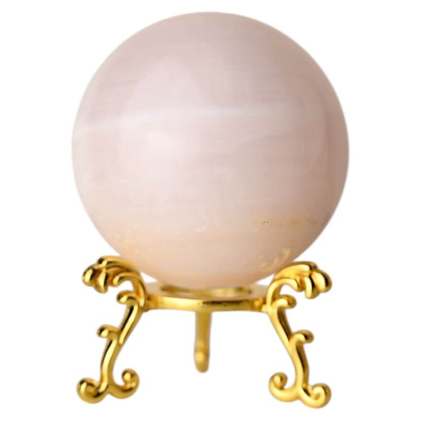 Sanft schimmernde Kugel aus rosa Calcit – Stein der Geborgenheit und inneren Balance