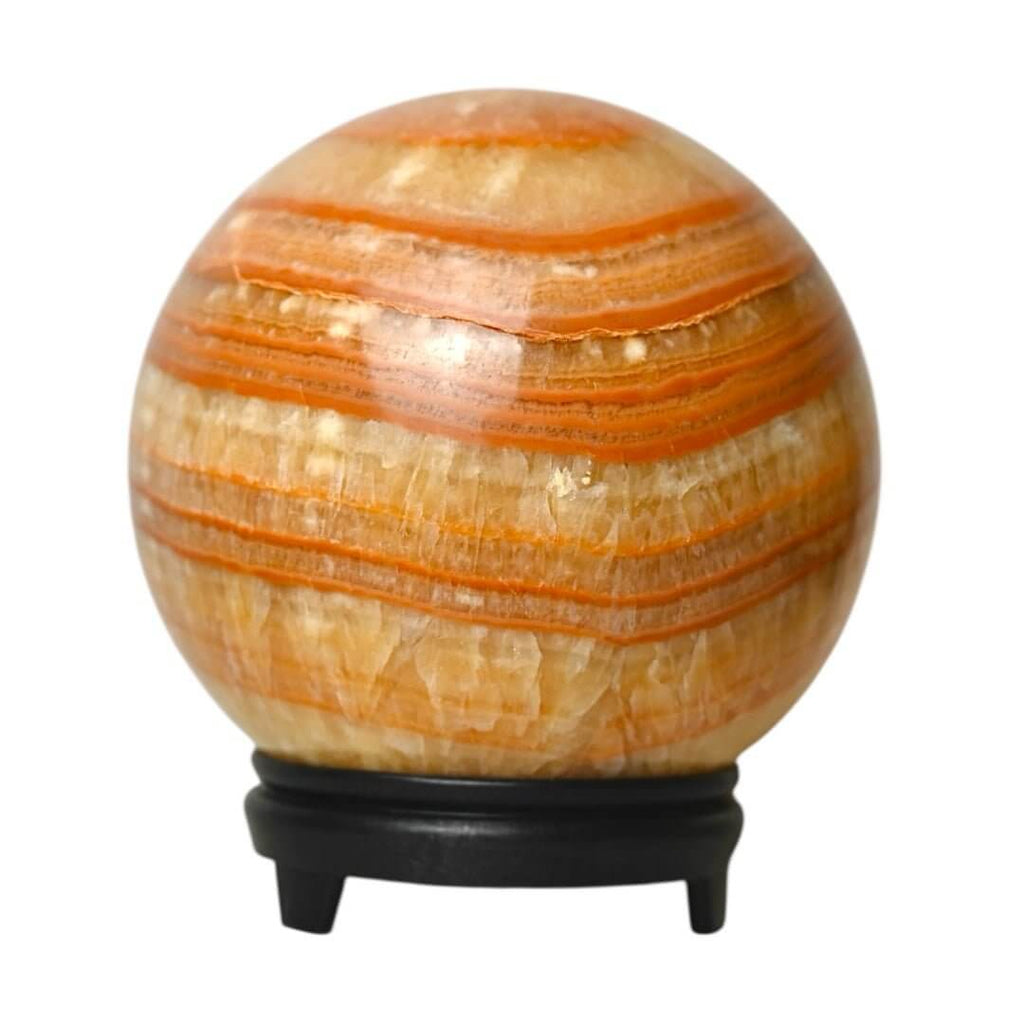 Große leuchtende Calcit Kugel in Orange – Großes Sammlerstück voller positiver Schwingung