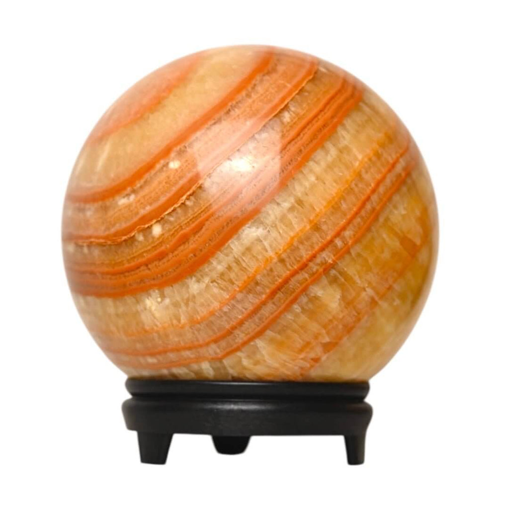 Große leuchtende Calcit Kugel in Orange – Großes Sammlerstück voller positiver Schwingung