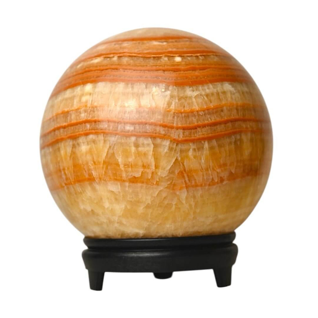 Große leuchtende Calcit Kugel in Orange – Großes Sammlerstück voller positiver Schwingung