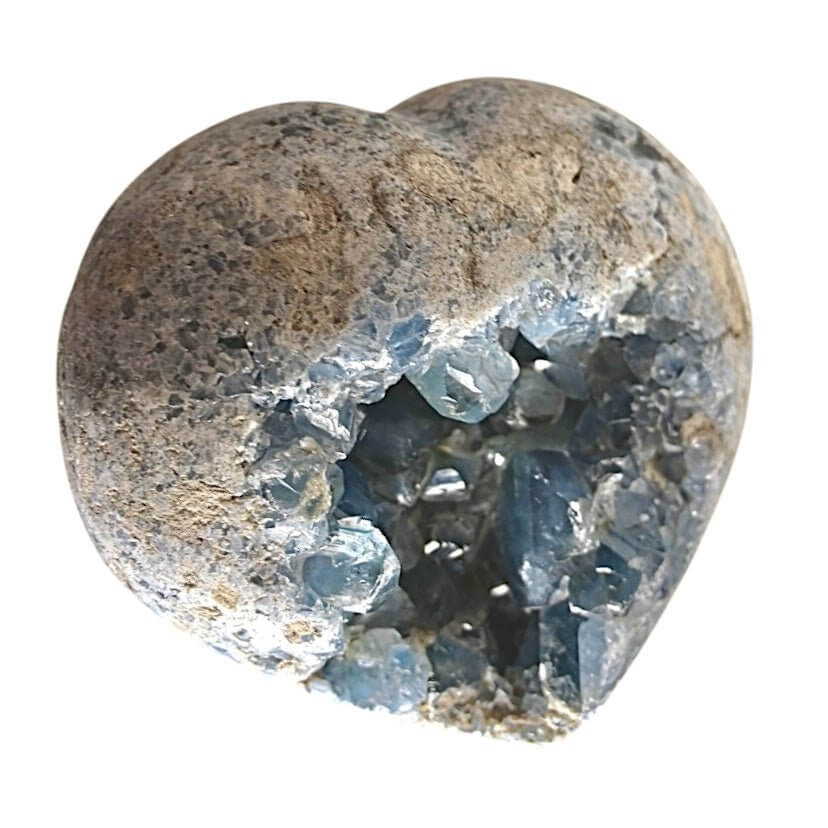 Celestit Kristall-Cluster in Herzform – zartes Himmelblau für innere Ruhe und Geborgenheit