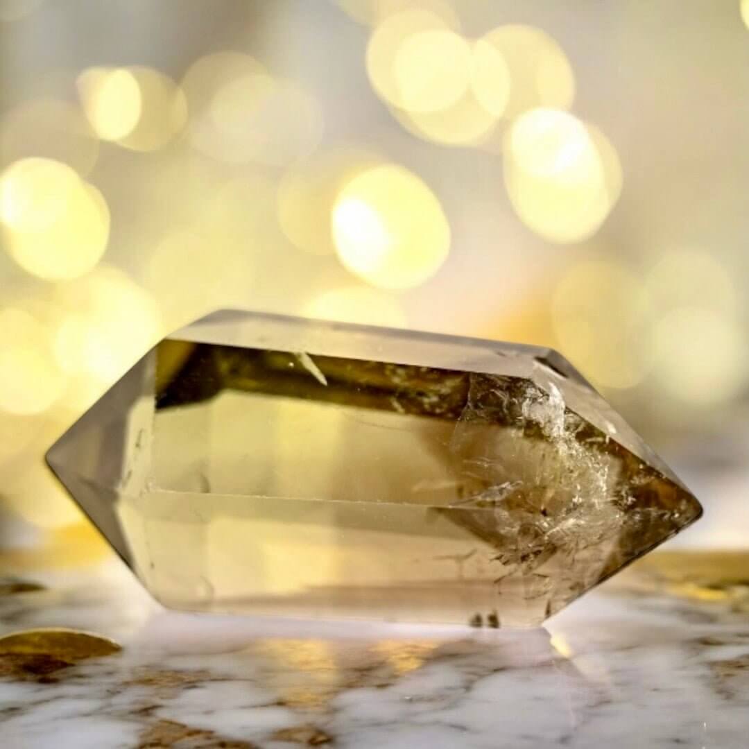 Citrin Doppelender – Strahlendes Naturjuwel in sonnigem Gelb für stilvolle Akzente