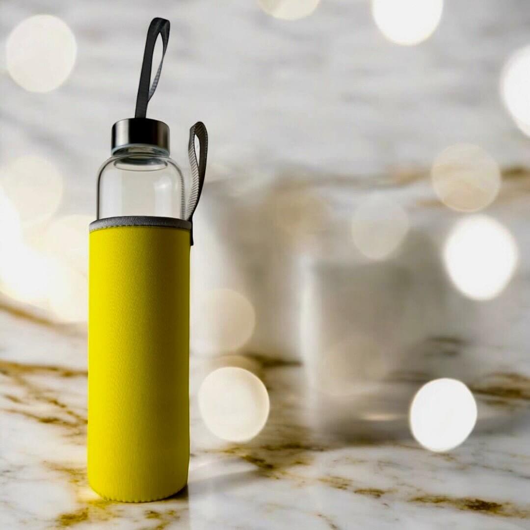 Citrin Flasche mit gelbem Thermoschutz - Deine positive Kraftquelle