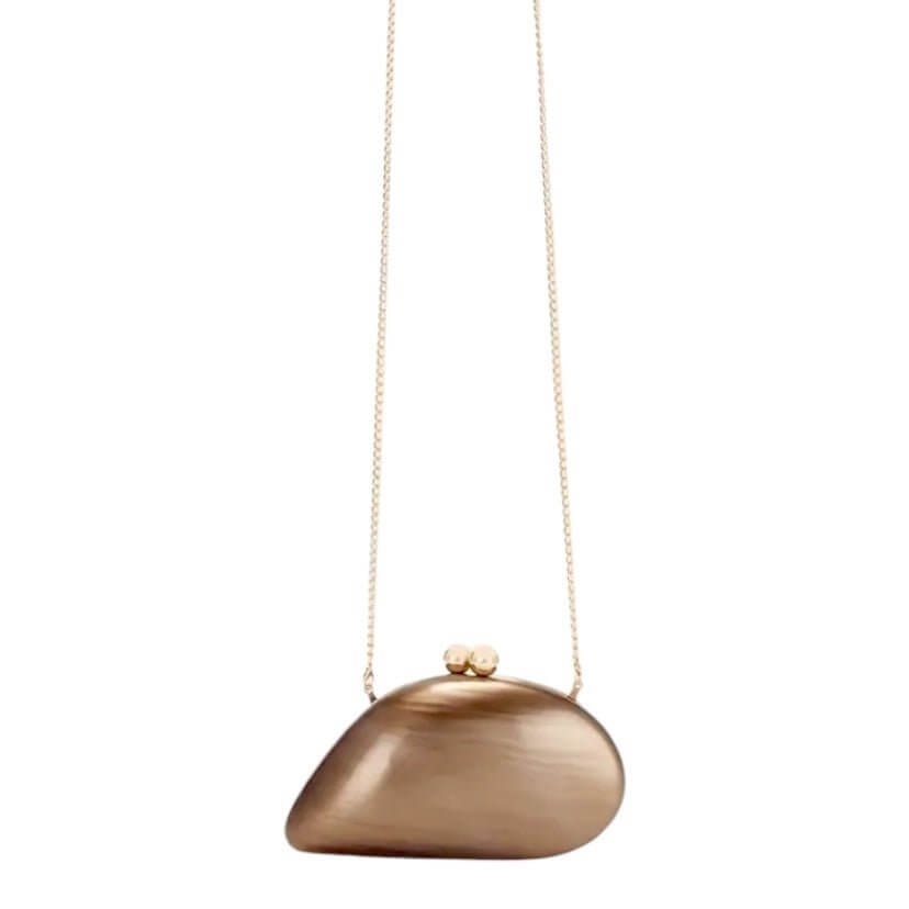 Elegante Perlmutt Clutch in Braun – schimmerndes Highlight für festliche Looks