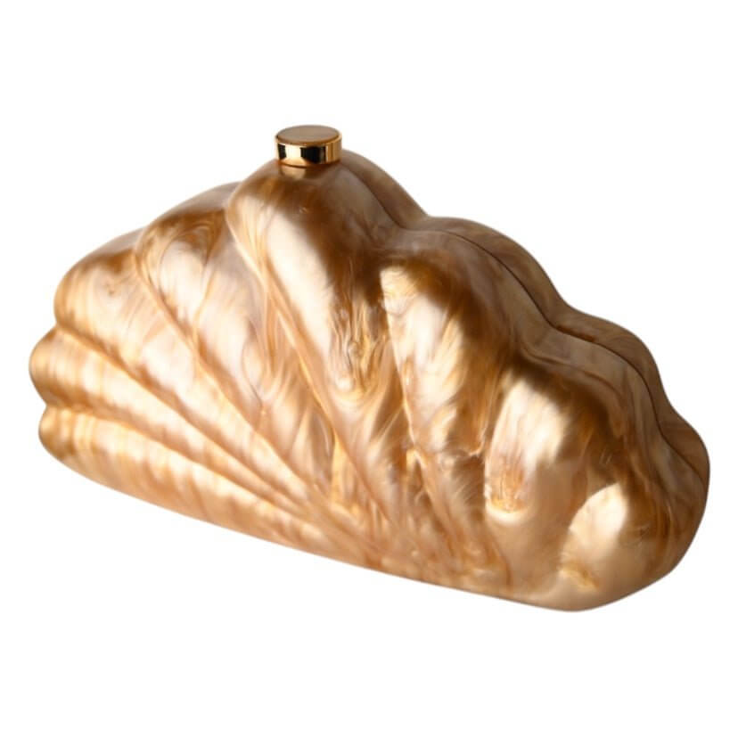 Schimmernde Perlmutt Clutch in Bronze – edle Tasche mit zartem Glanz