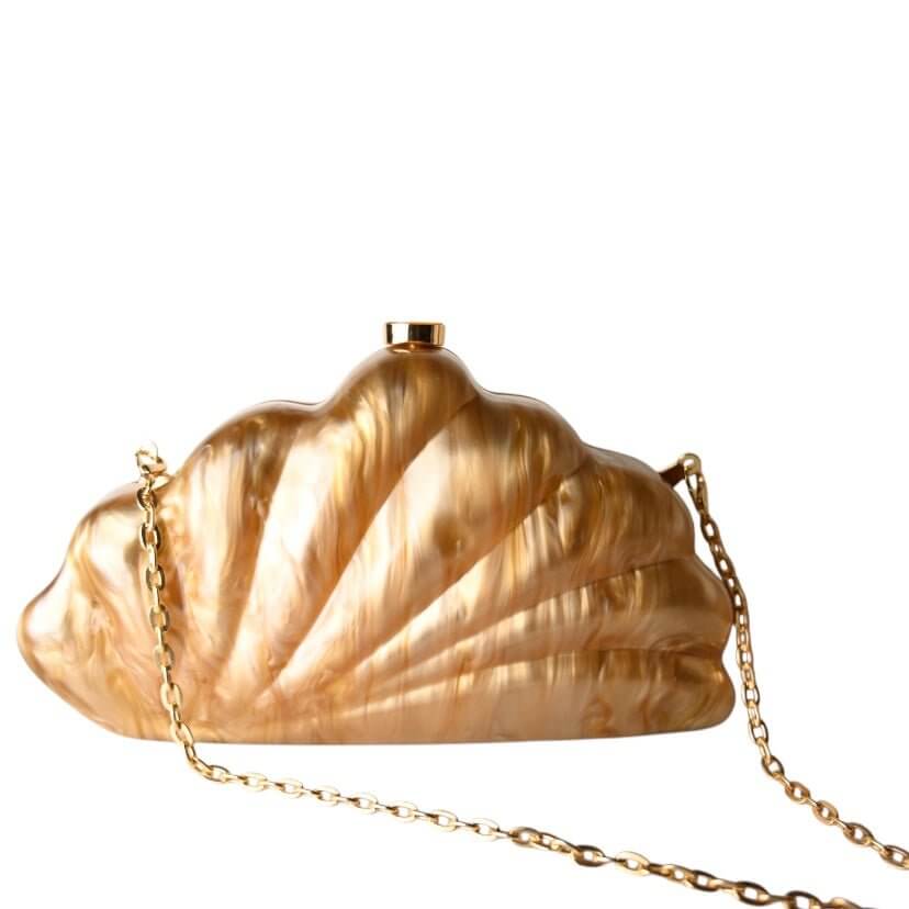 Schimmernde Perlmutt Clutch in Bronze – edle Tasche mit zartem Glanz