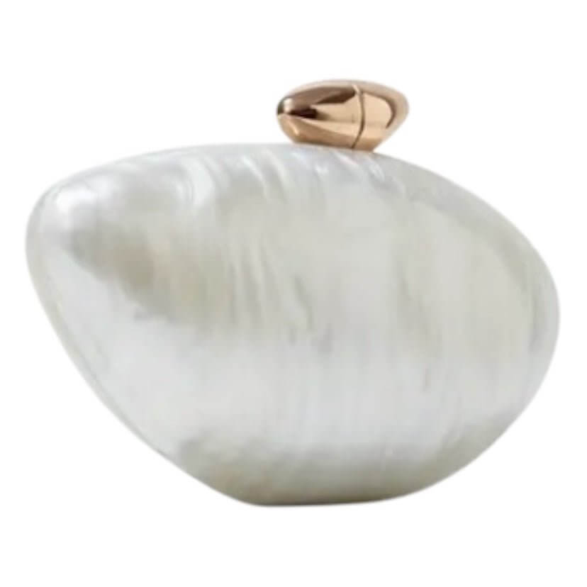 Stilvolle weiße Perlmutt-Clutch – edles Accessoire mit zartem Glanz