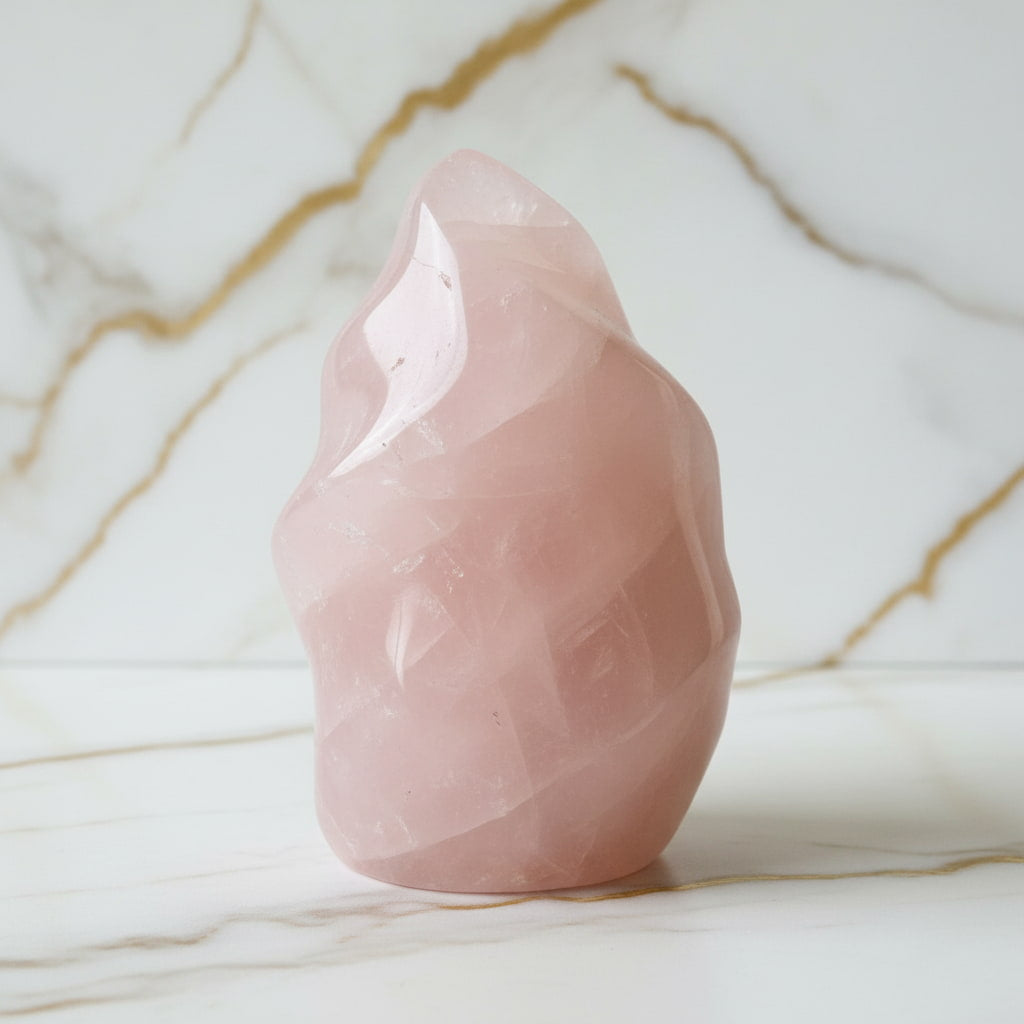 Große Rosenquarz Flamme – Ausdrucksstarkes Naturjuwel CrystalScents
