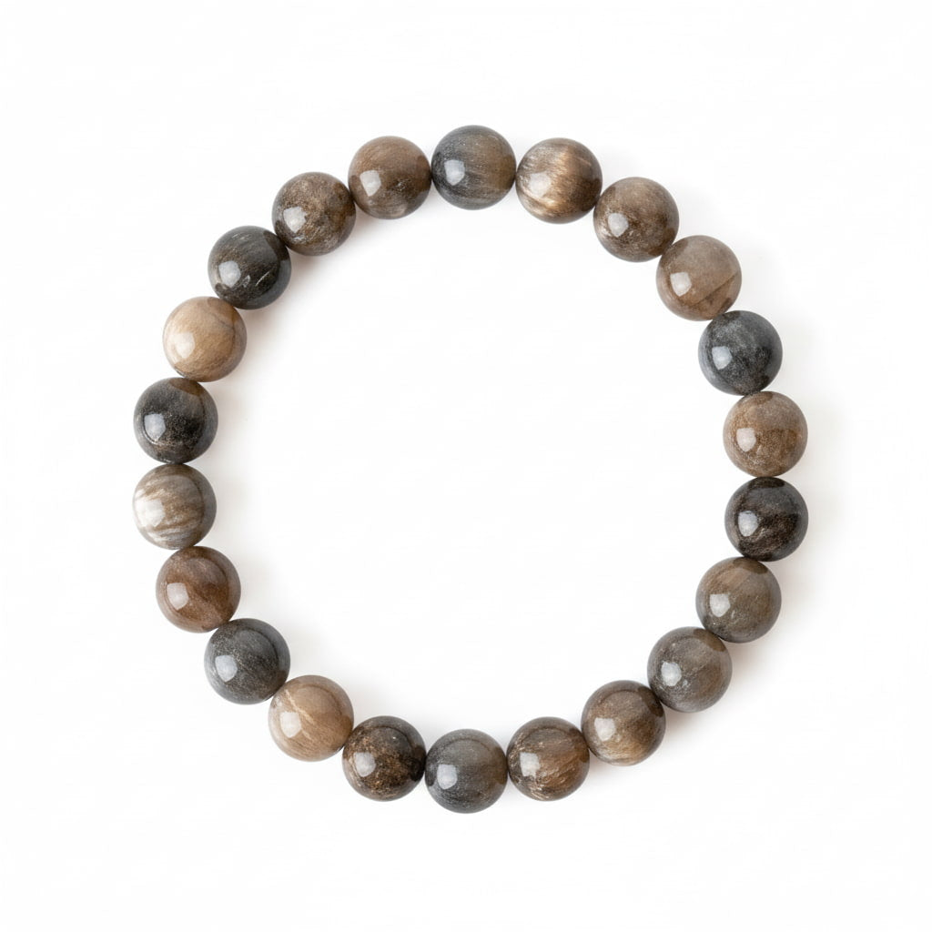 Schwarzer Mondstein Kugelarmband - Kraftvoll & Stark CrystalScents