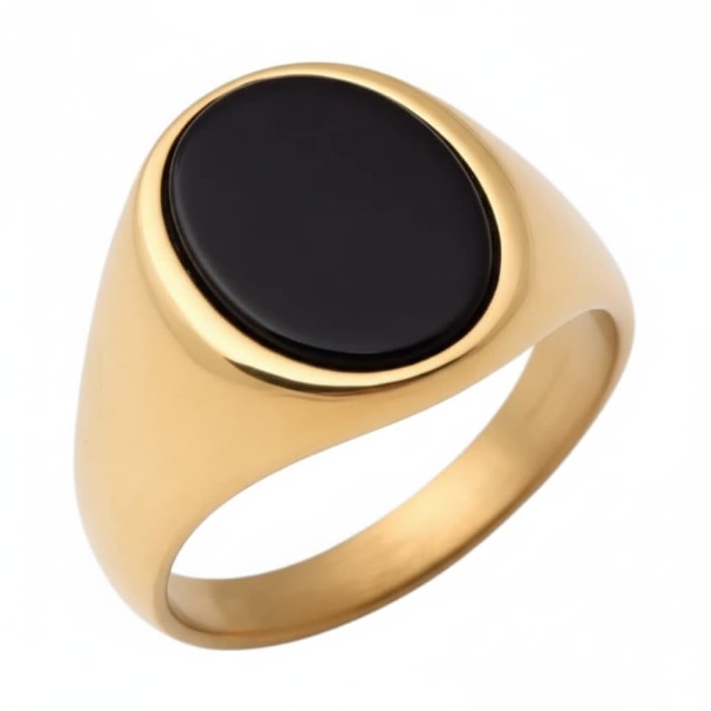 Onyx Ring Gold - schwarzer ovaler Kristall CrystalScents