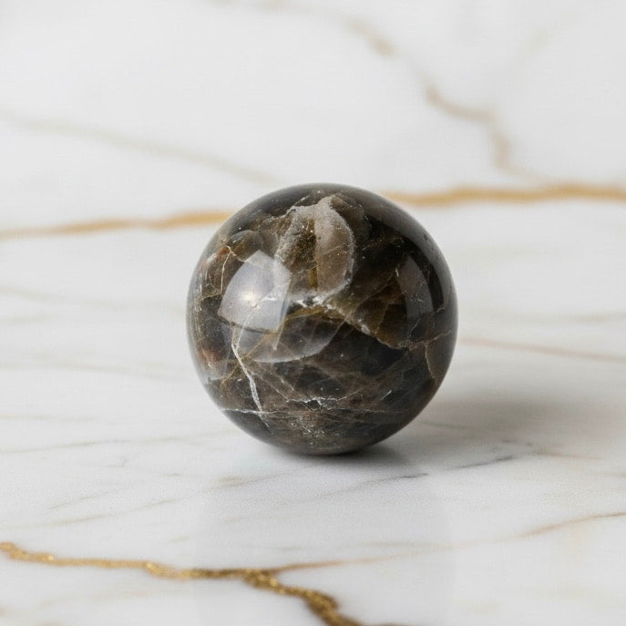 Schwarze Mondstein Kugel – Dunkle Schönheit CrystalScents
