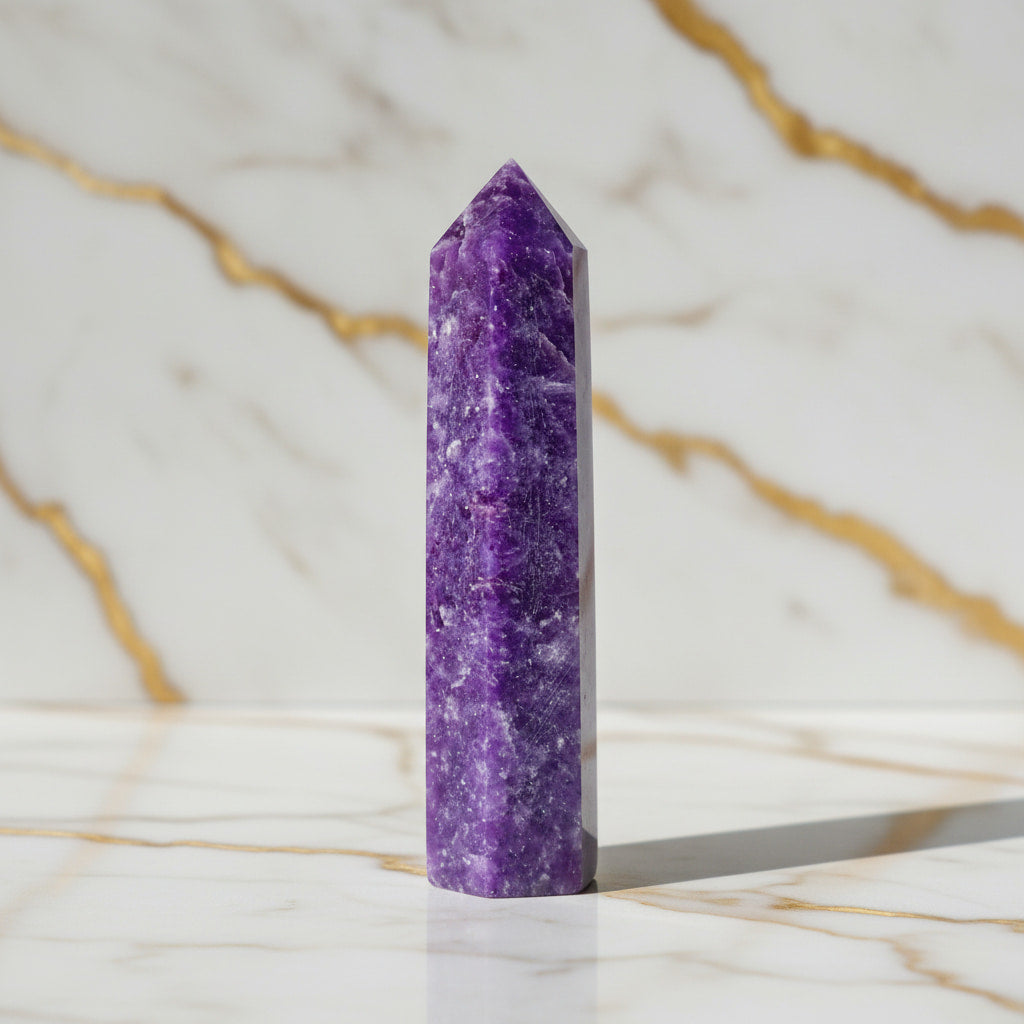 Lepidolith Obelisk – Begleiter für Gelassenheit CrystalScents