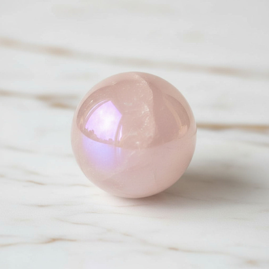 Aura Rosenquarz Kugel - Schimmernde Kugel der Liebe CrystalScents