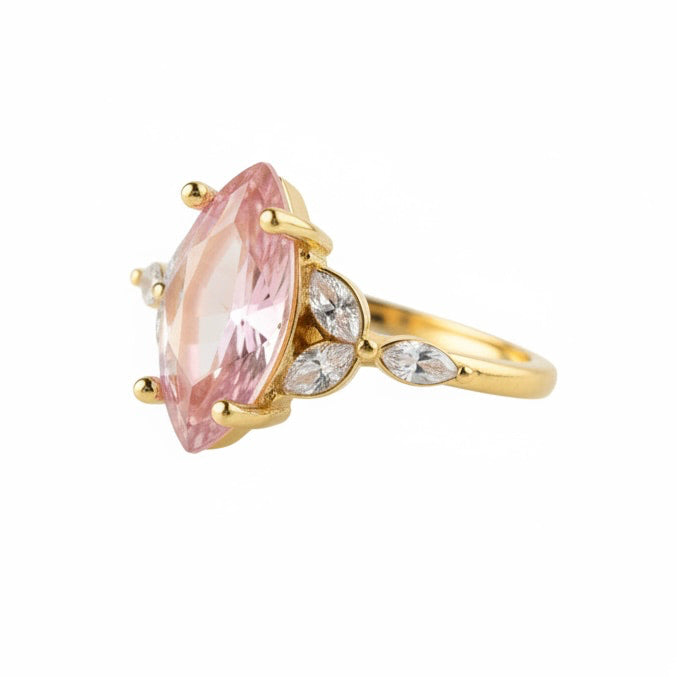 Ring in Gold mit rosanem Funkeln CrystalScents