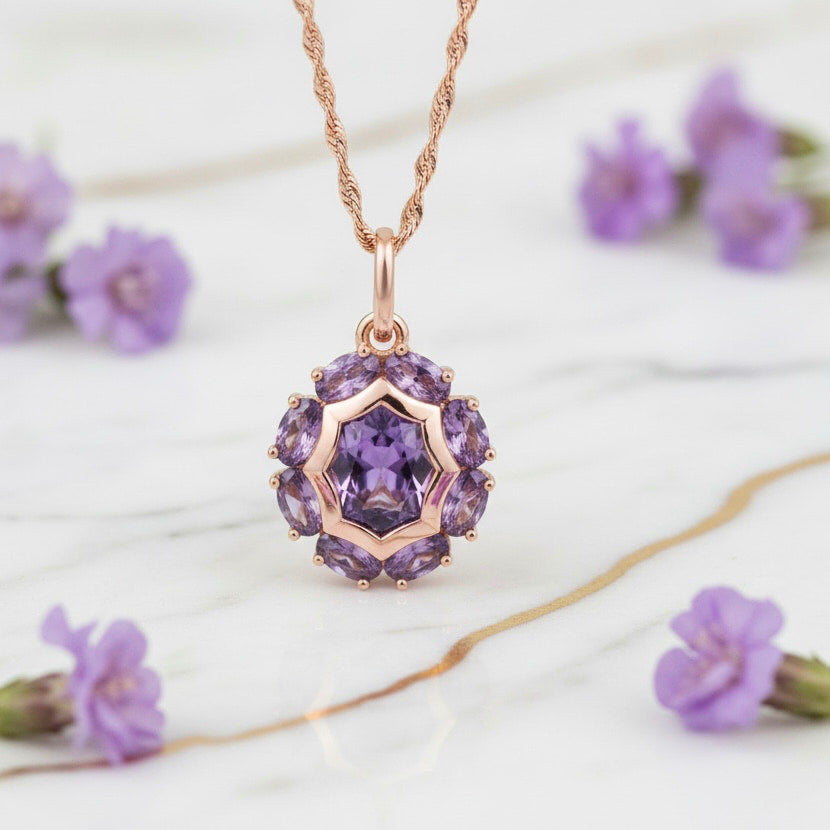 Goldkette – Mit lila Anhänger für besondere Ausstrahlung CrystalScents