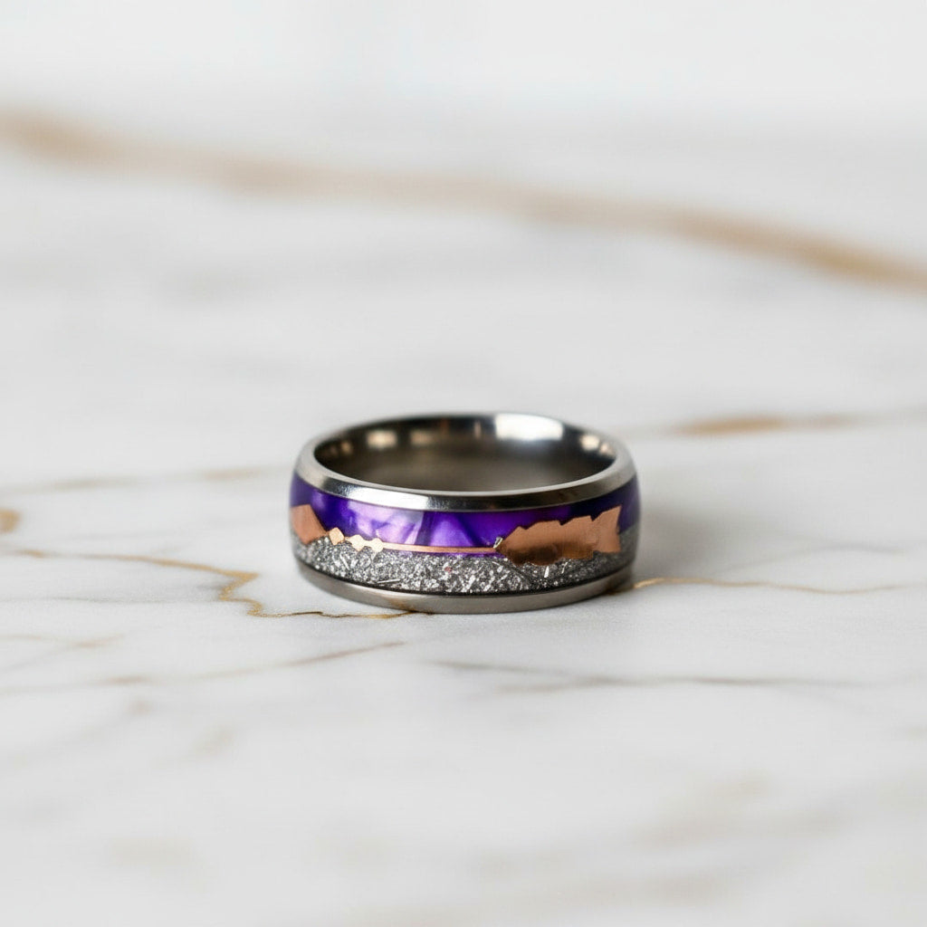Ring mit lila Pfeil-Design – für markanten Look CrystalScents
