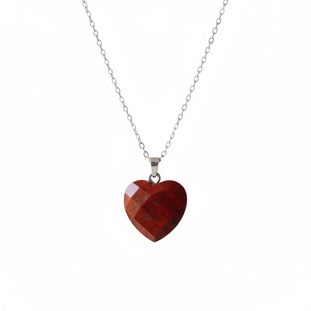 Roter Jaspis Halskette - Facettiertes Herz CrystalScents