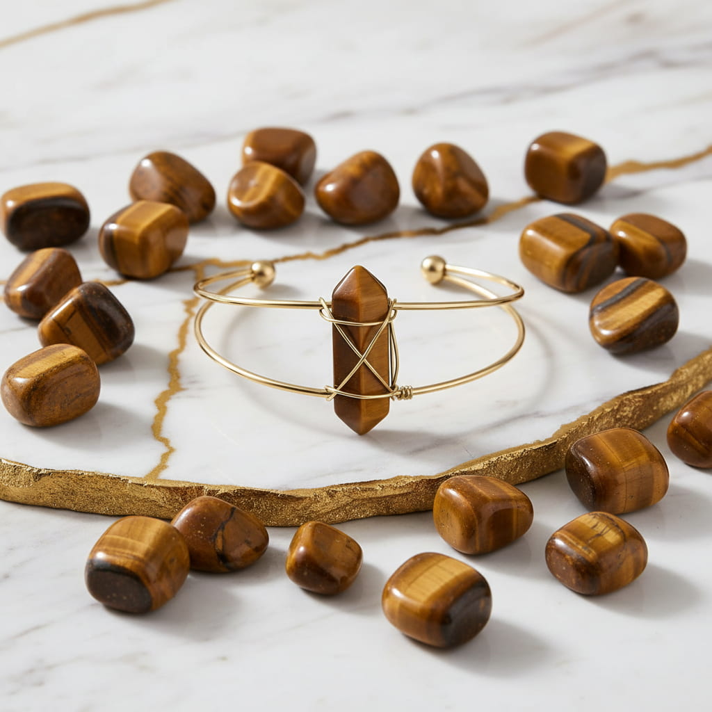 Tigeraugen Armreif – Offenes Design CrystalScents