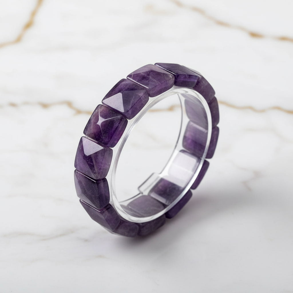 Amethyst Armband – quadratische Steine, innere Ruhe & Geschenk CrystalScents