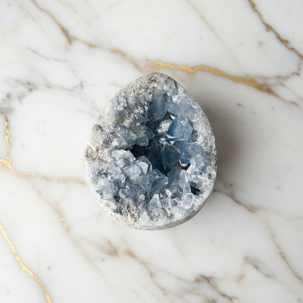 Großes Celestit Cluster Ei – vereint Schönheit mit sanfter Energie CrystalScents