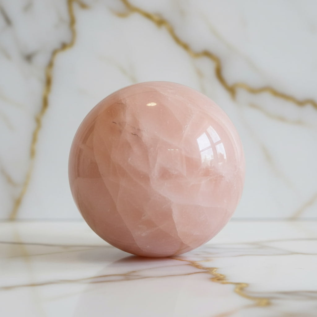 Sehr große Rosenquarz Kugel – kraftvolle Herzensfreude CrystalScents