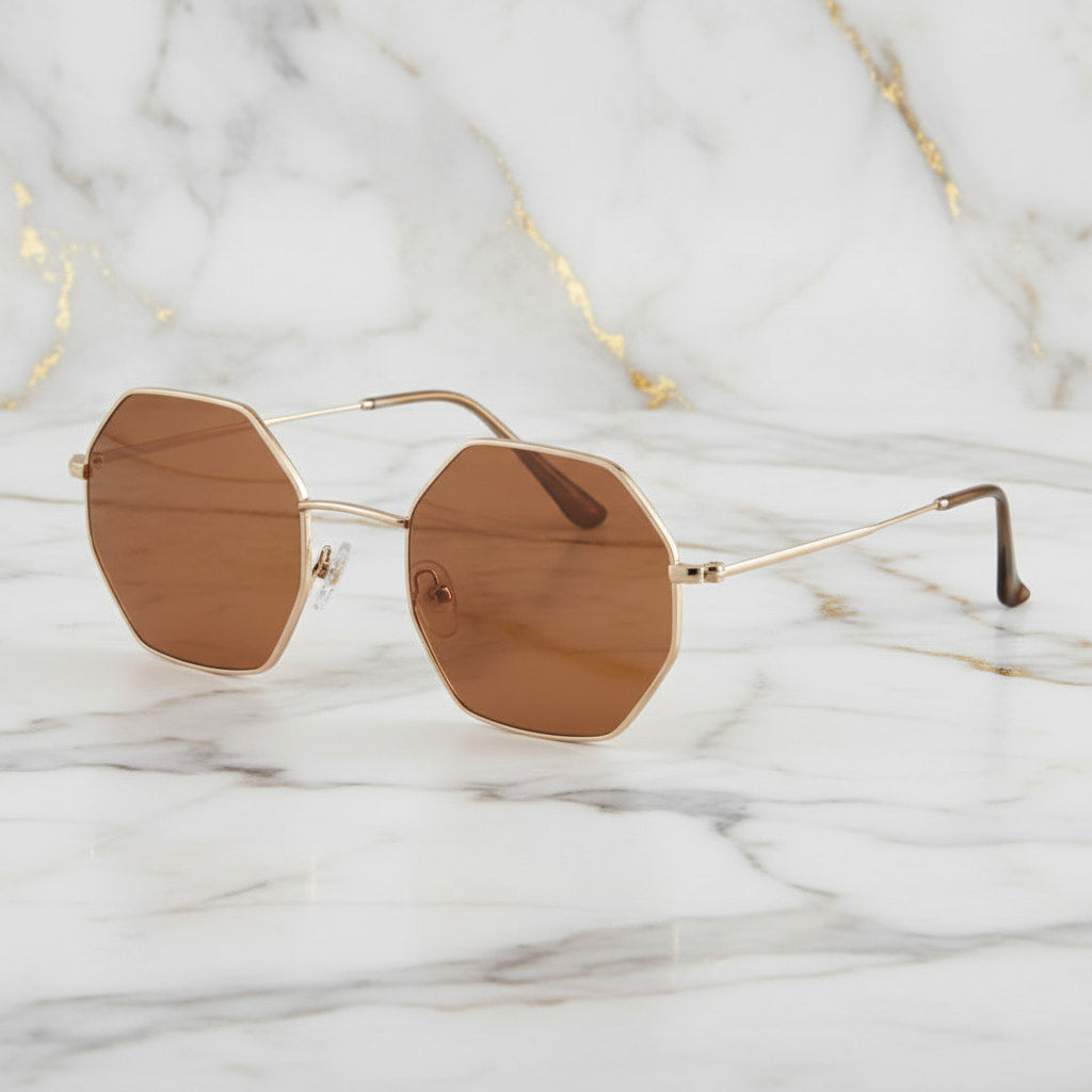 Sonnenbrille – Goldbraun Eckig CrystalScents