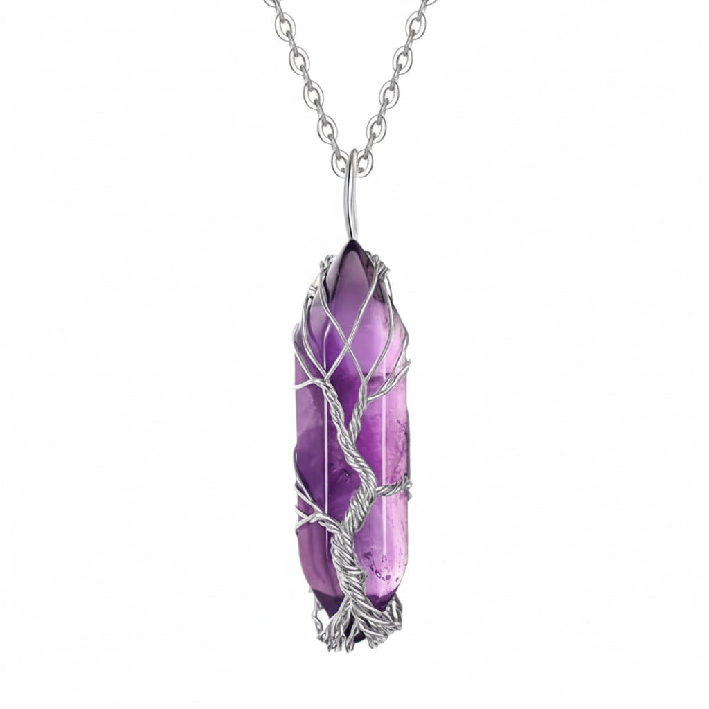 Amethyst Halskette – Doppelender mit Silberverzierung CrystalScents