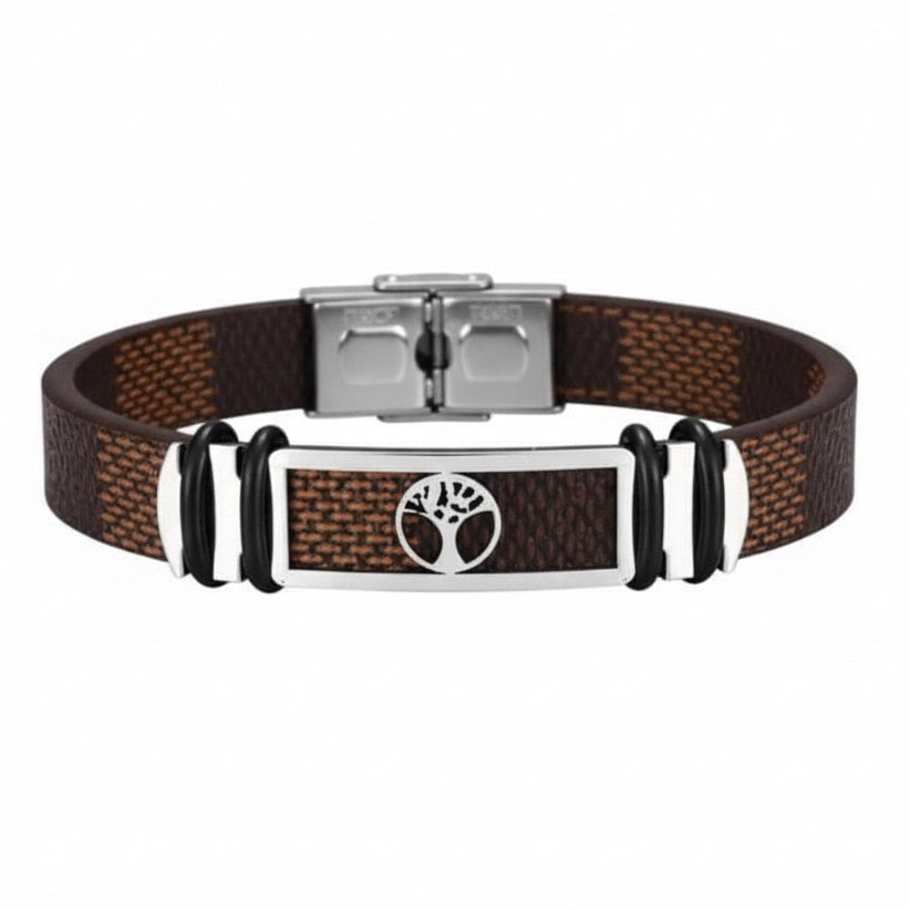 Lederarmband mit Magnet-Verschluss und Baum des Lebens CrystalScents
