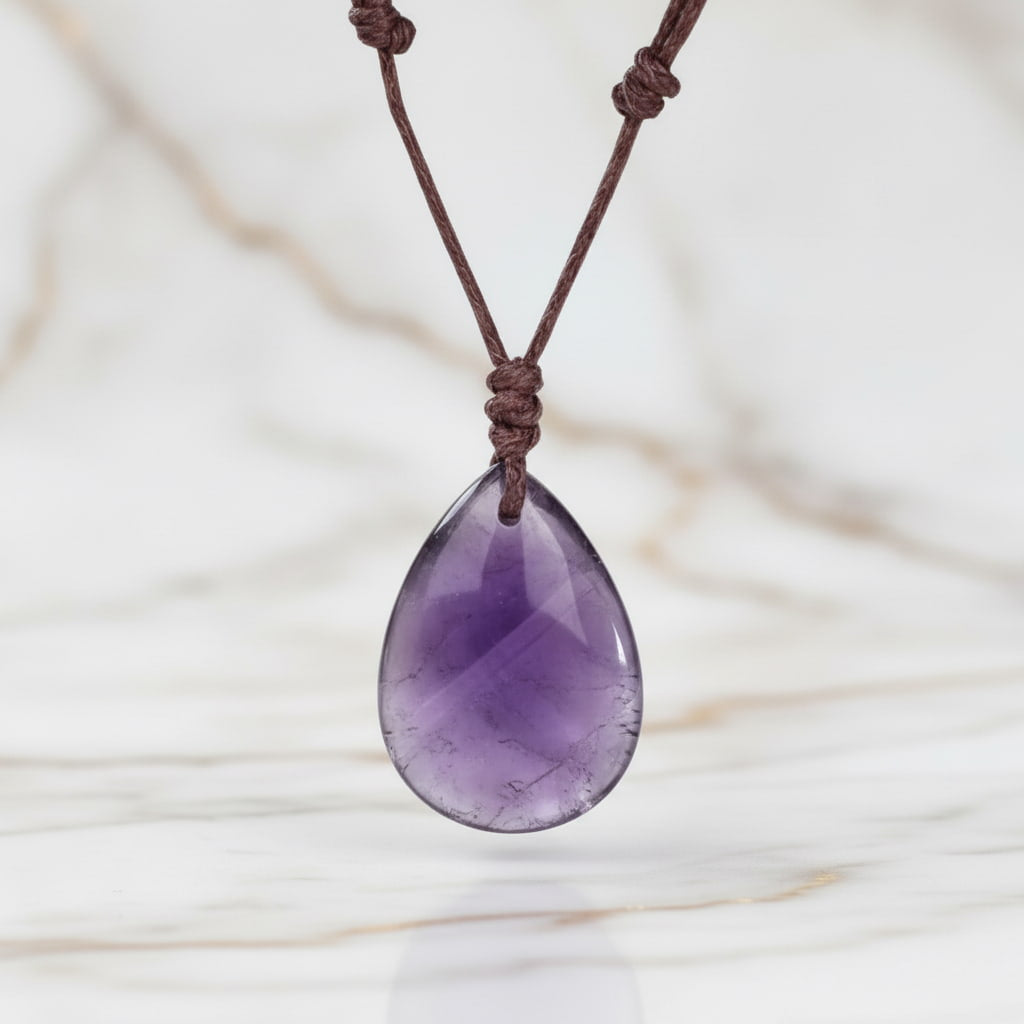 Amethyst Halskette – Tropfenanhänger für Balance CrystalScents
