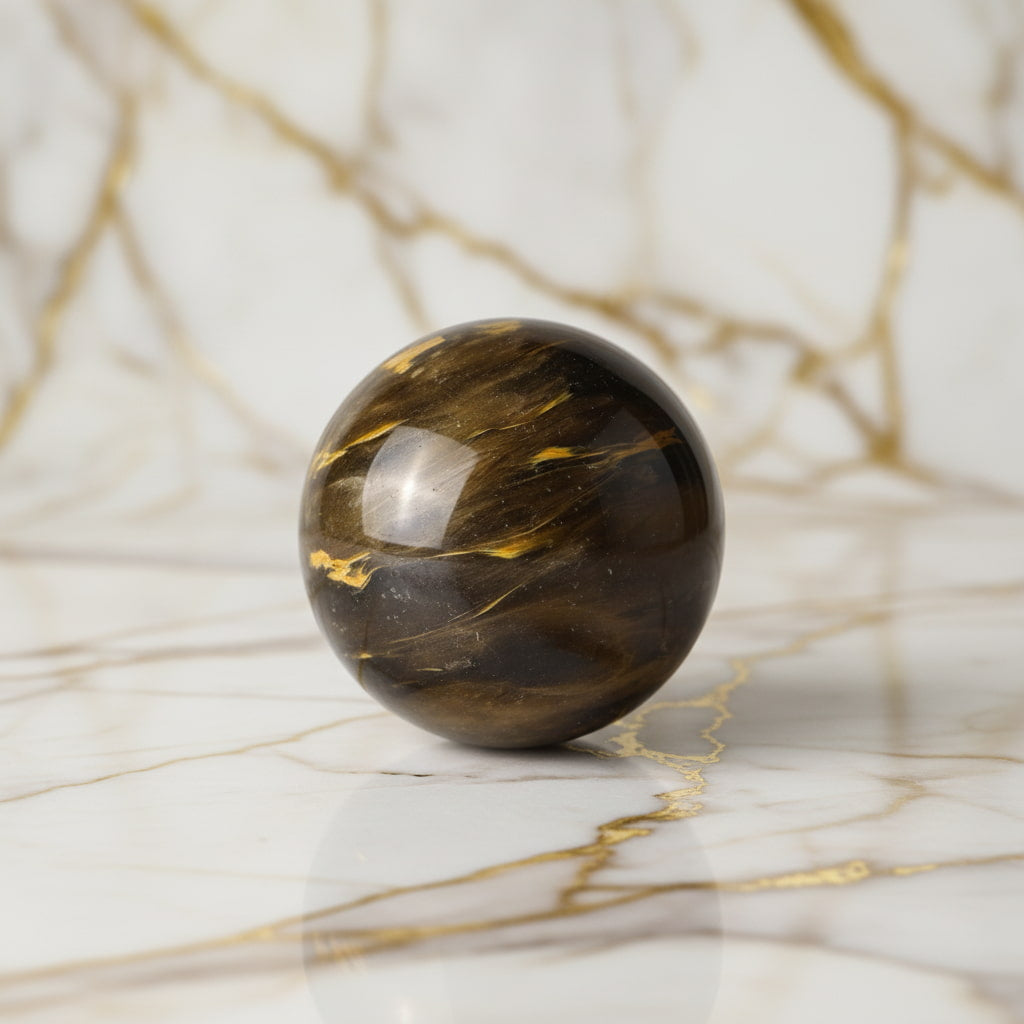 Tigerskin Quarz Kugel – Fokus & Ausgleich CrystalScents