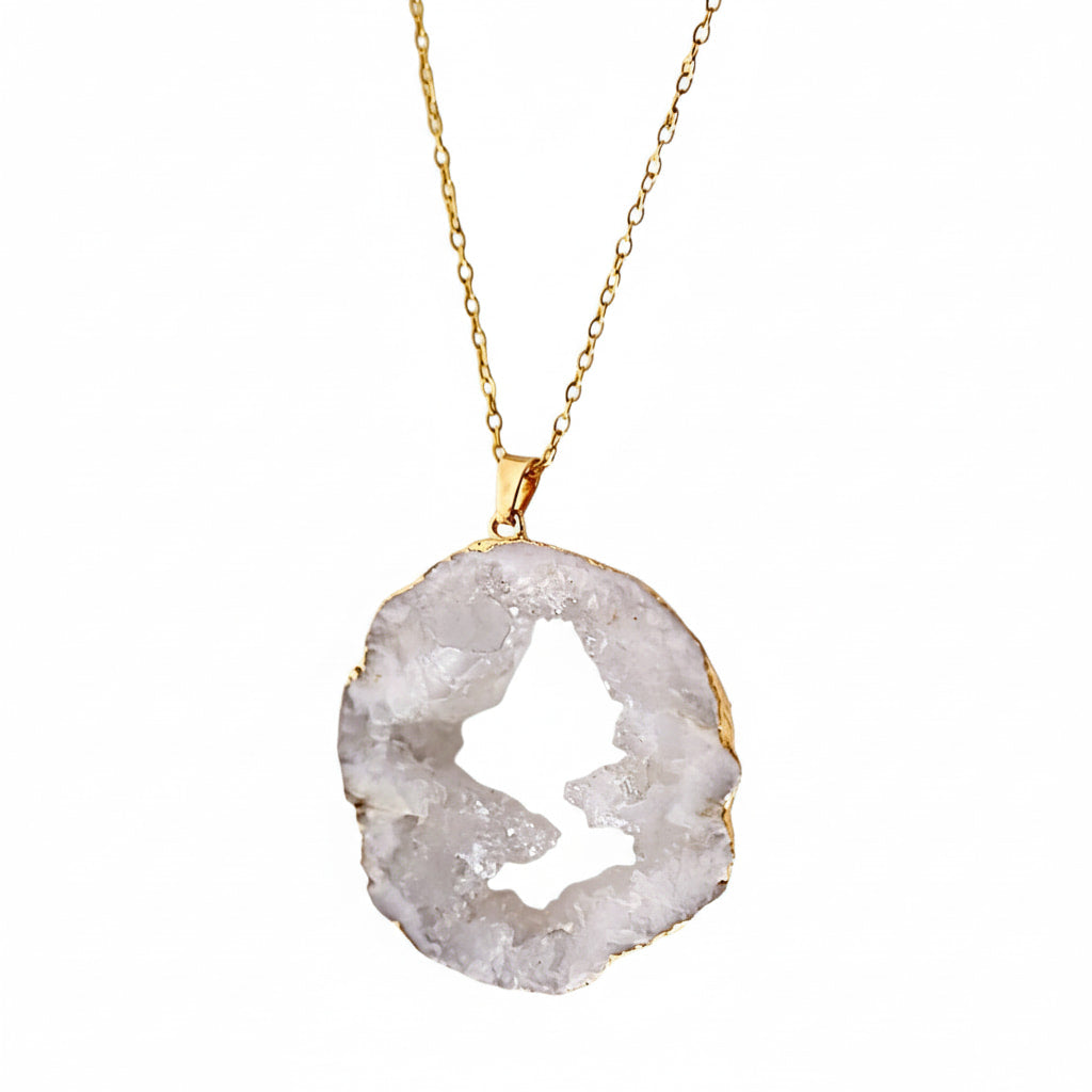 Achat Halskette – Funkelnder weißer Anhänger CrystalScents