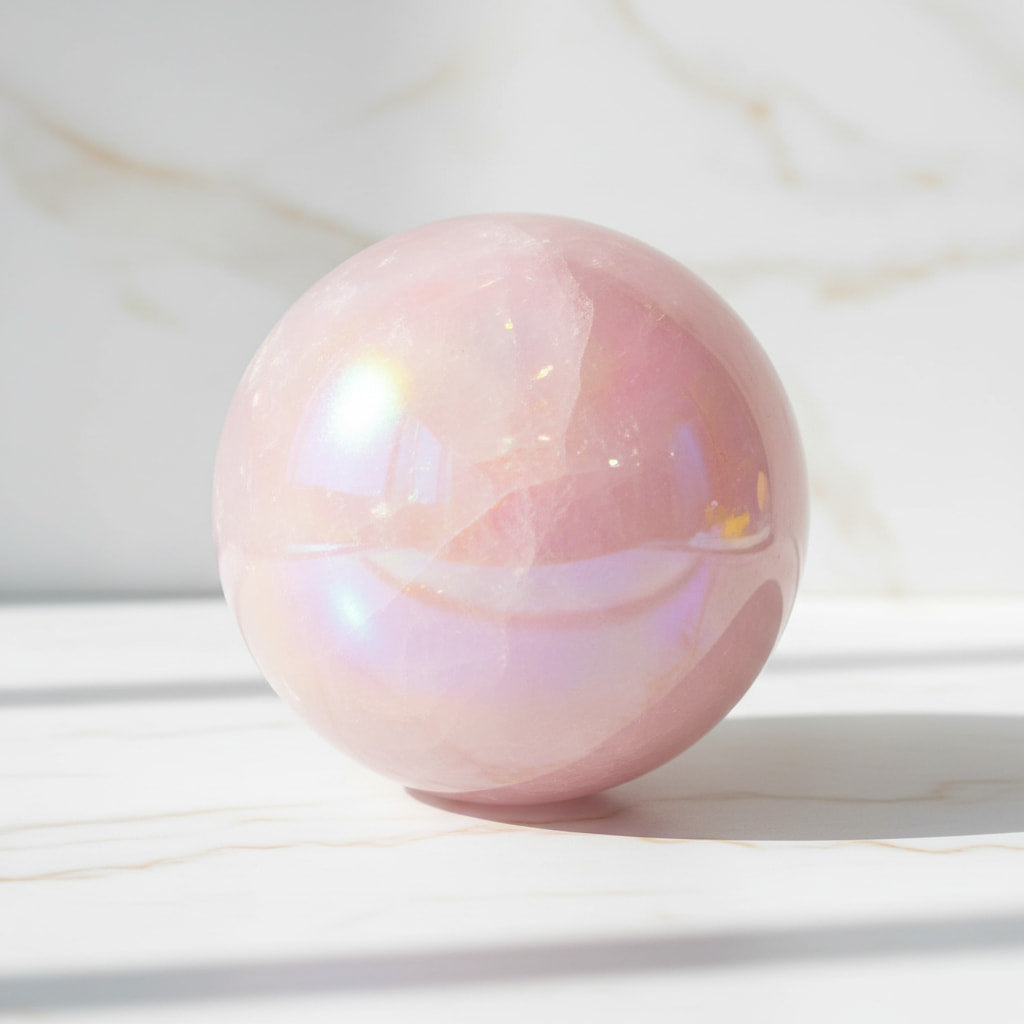 Aura Rosenquarz Kugel – Sanftes Naturjuwel für Liebe CrystalScents