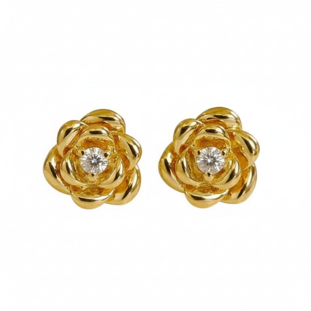 Ohrstecker mit filigraner Rosenform Gold CrystalScents