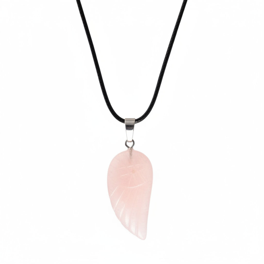 Rosenquarz Halskette - Flügel Anhänger CrystalScents