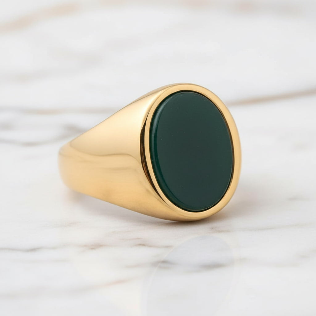 Onyx Ring Gold - grüner ovaler Kristall CrystalScents