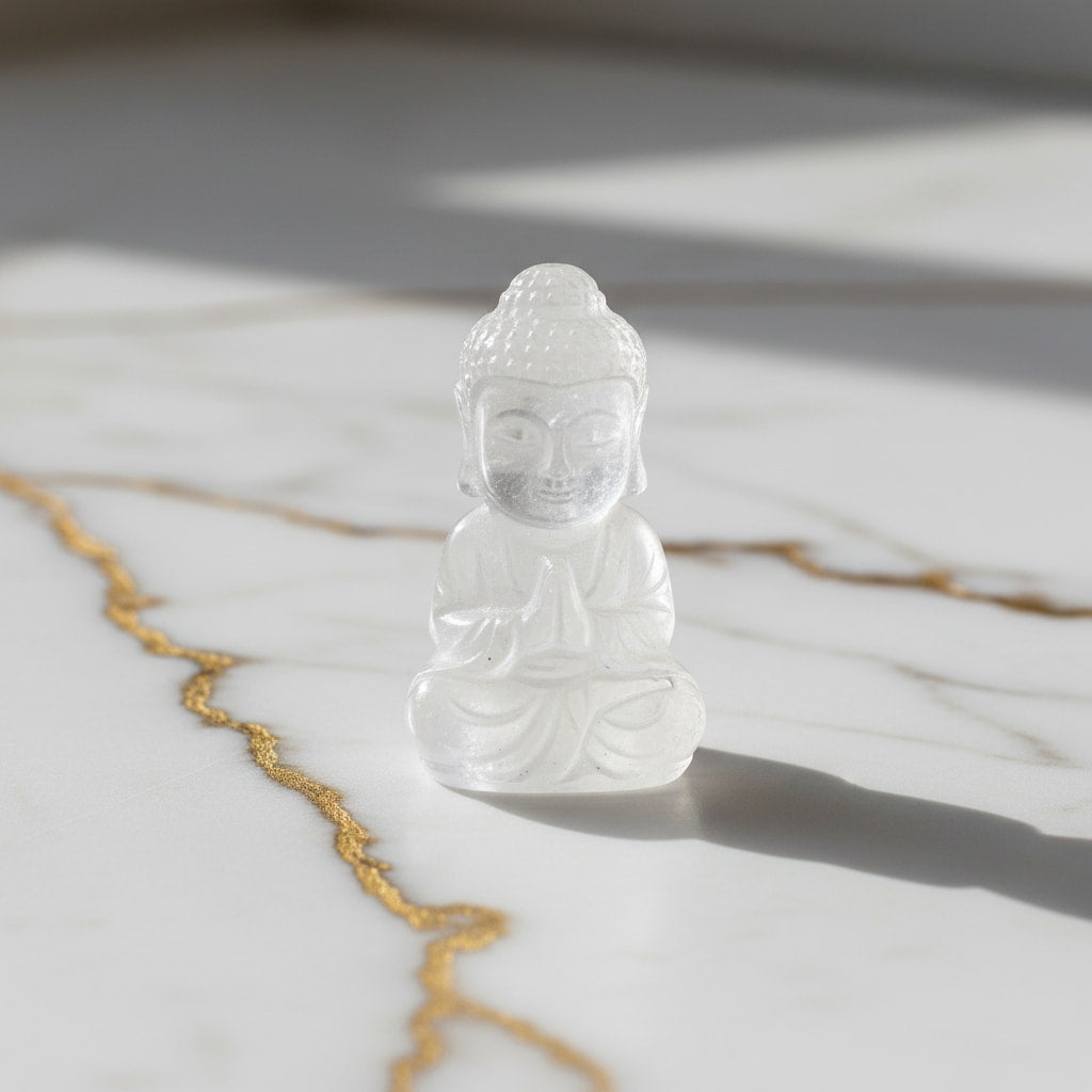 Bergkristall – Buddha Figur als zartes Kristallobjekt