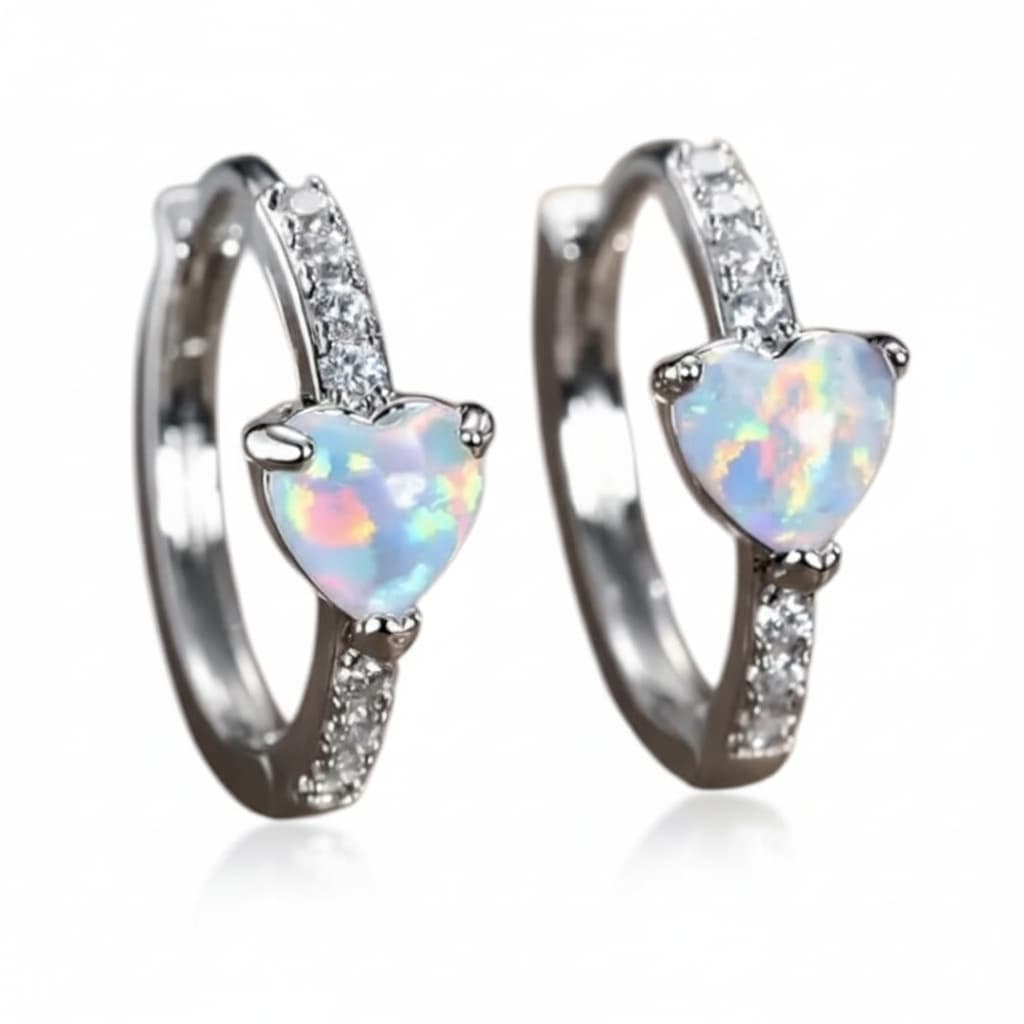 Opal Ohrringe Silber – Funkelndes Herz