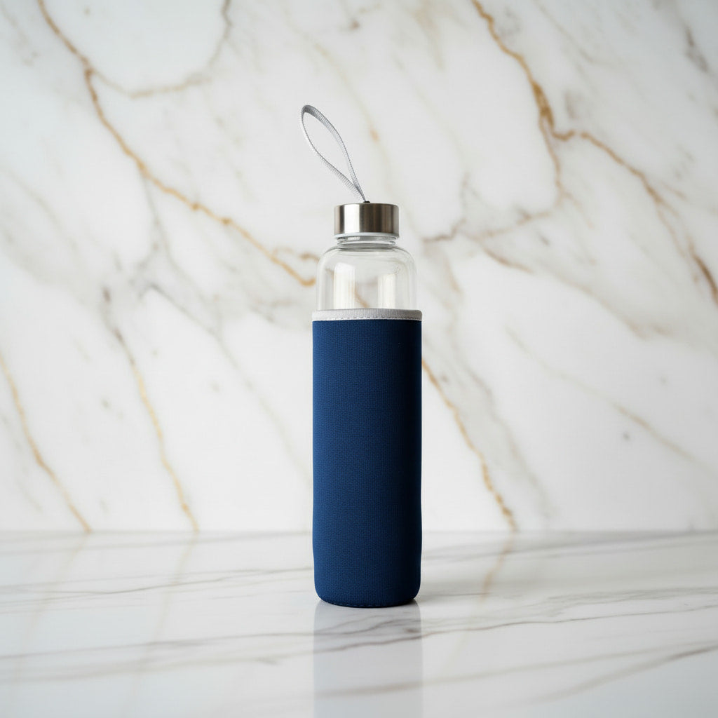 Amethyst Trinkflasche Silber – Kristallenergie für unterwegs CrystalScents