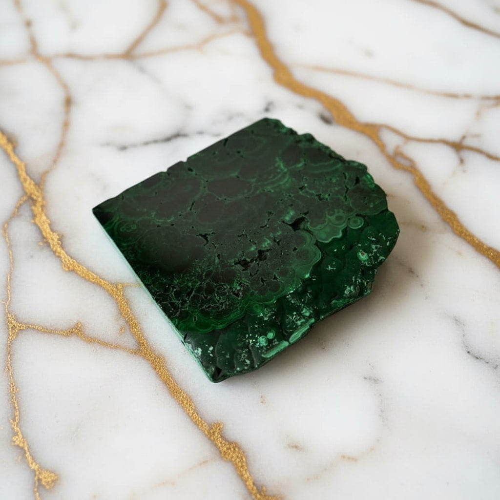 Malachit Scheibe – Eleganz & Schutz JETZT sichern CrystalScents