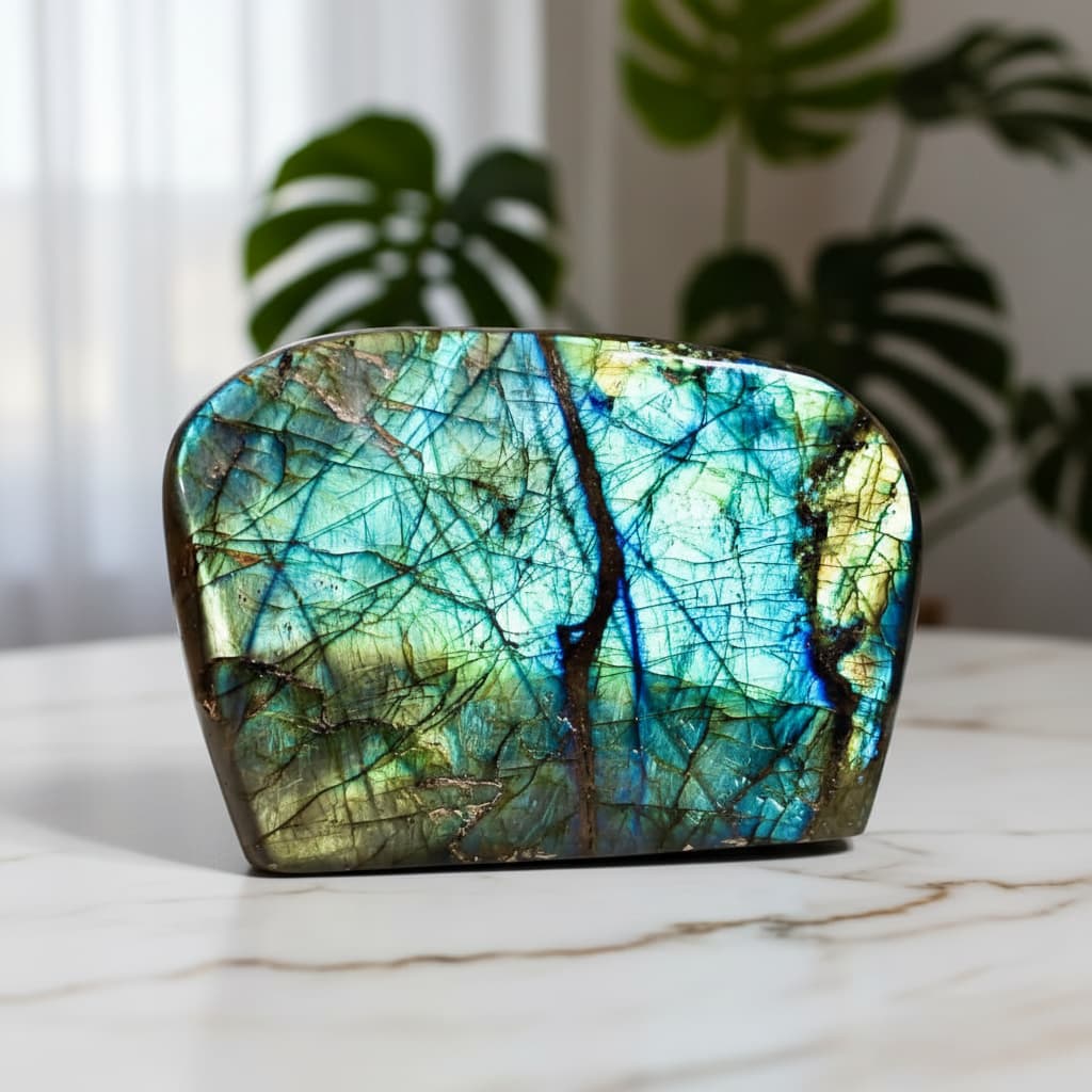 Große Labradorit Freiform – Naturjuwel mit intensiver Leuchtkraft CrystalScents