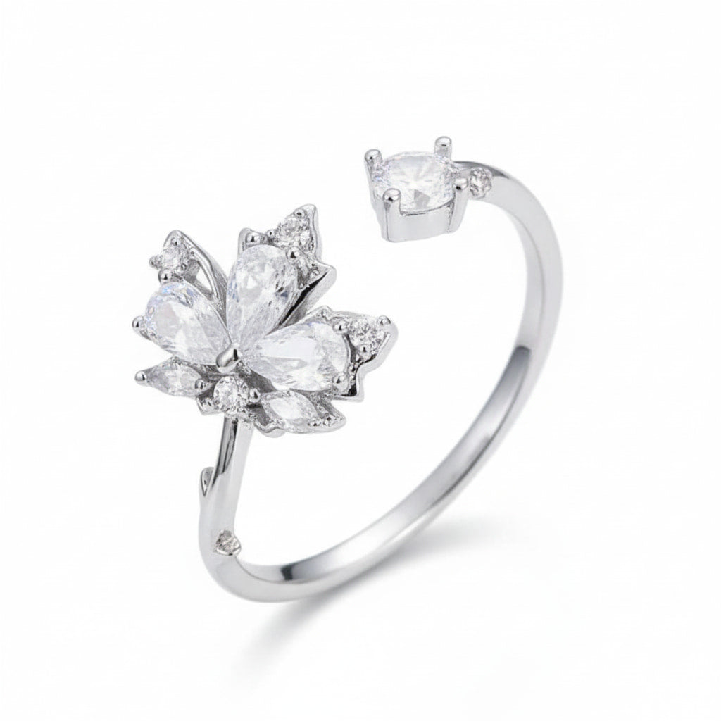 Ring offen mit weißem Ahornblatt CrystalScents