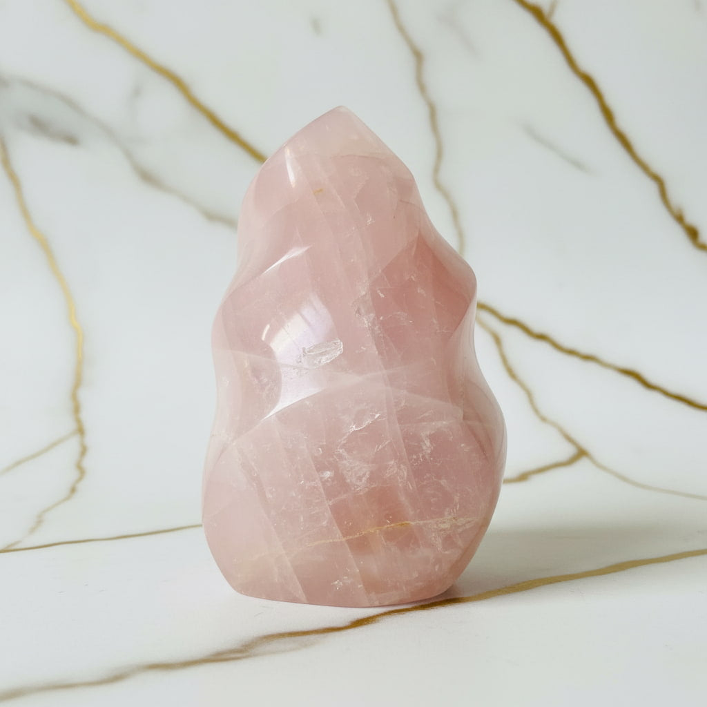 Große Rosenquarz Flamme – Ausdrucksstarkes Naturjuwel CrystalScents