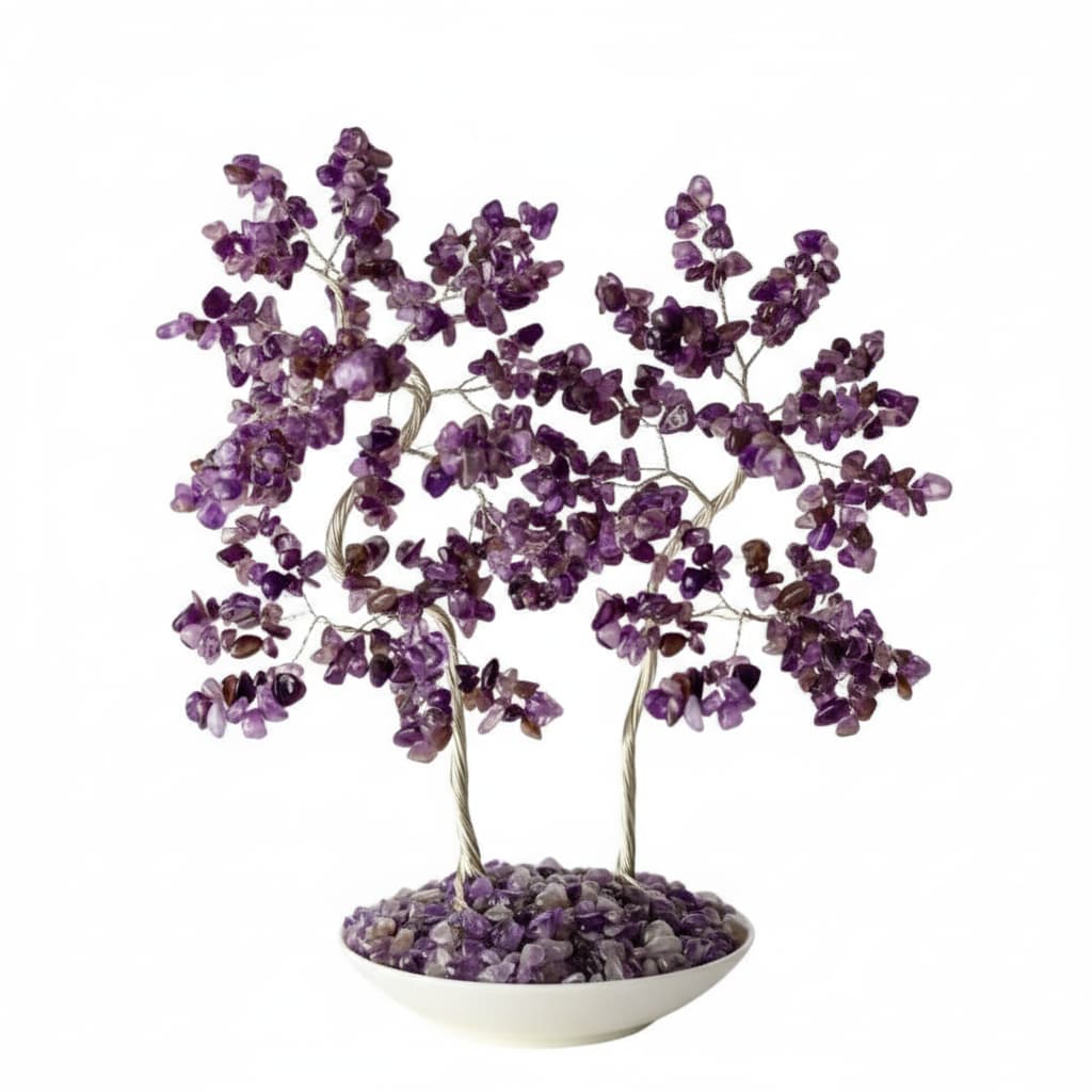 Amethyst Baum – Weiße Keramikschale für Harmonie CrystalScents