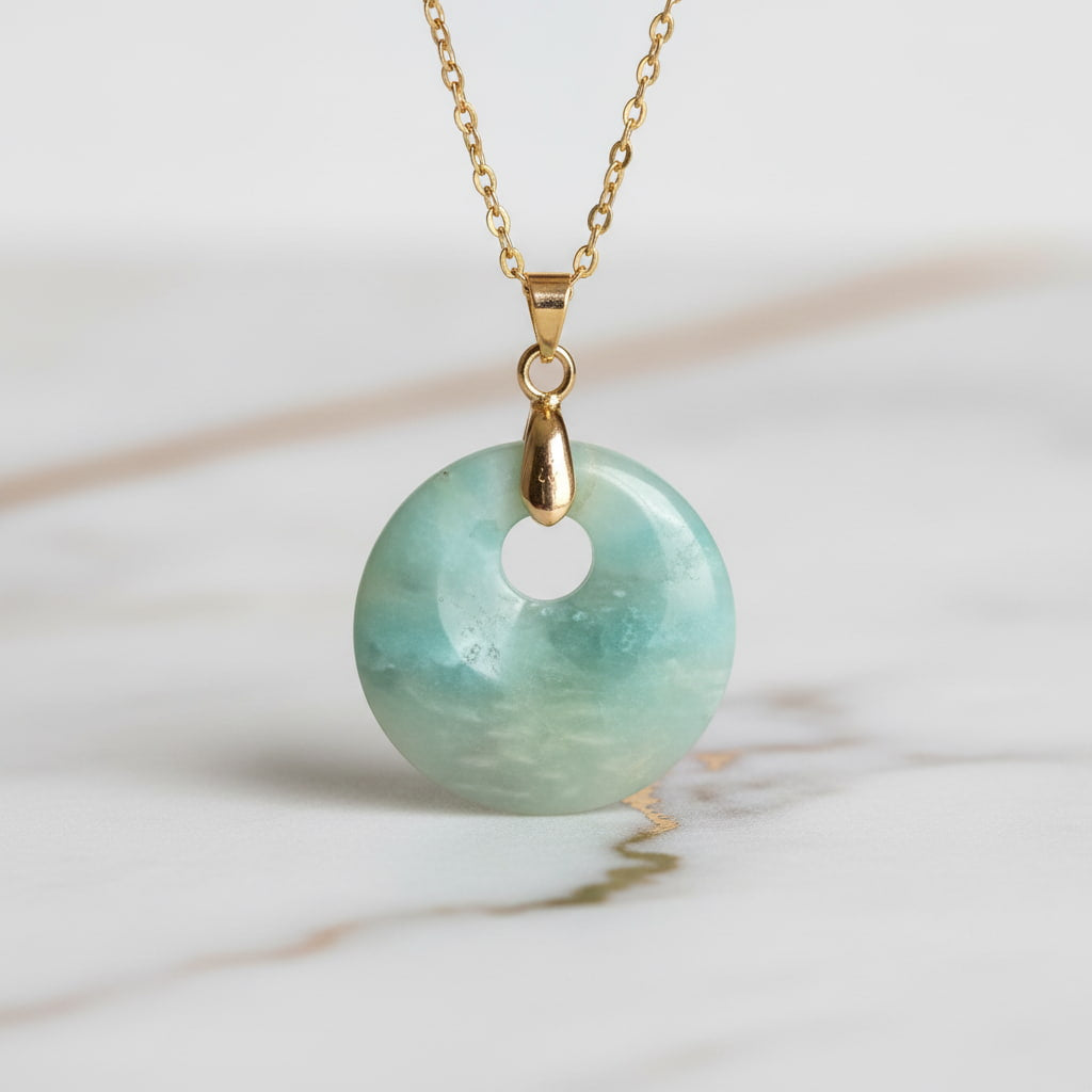 Amazonit Halskette - Rundes Design CrystalScents