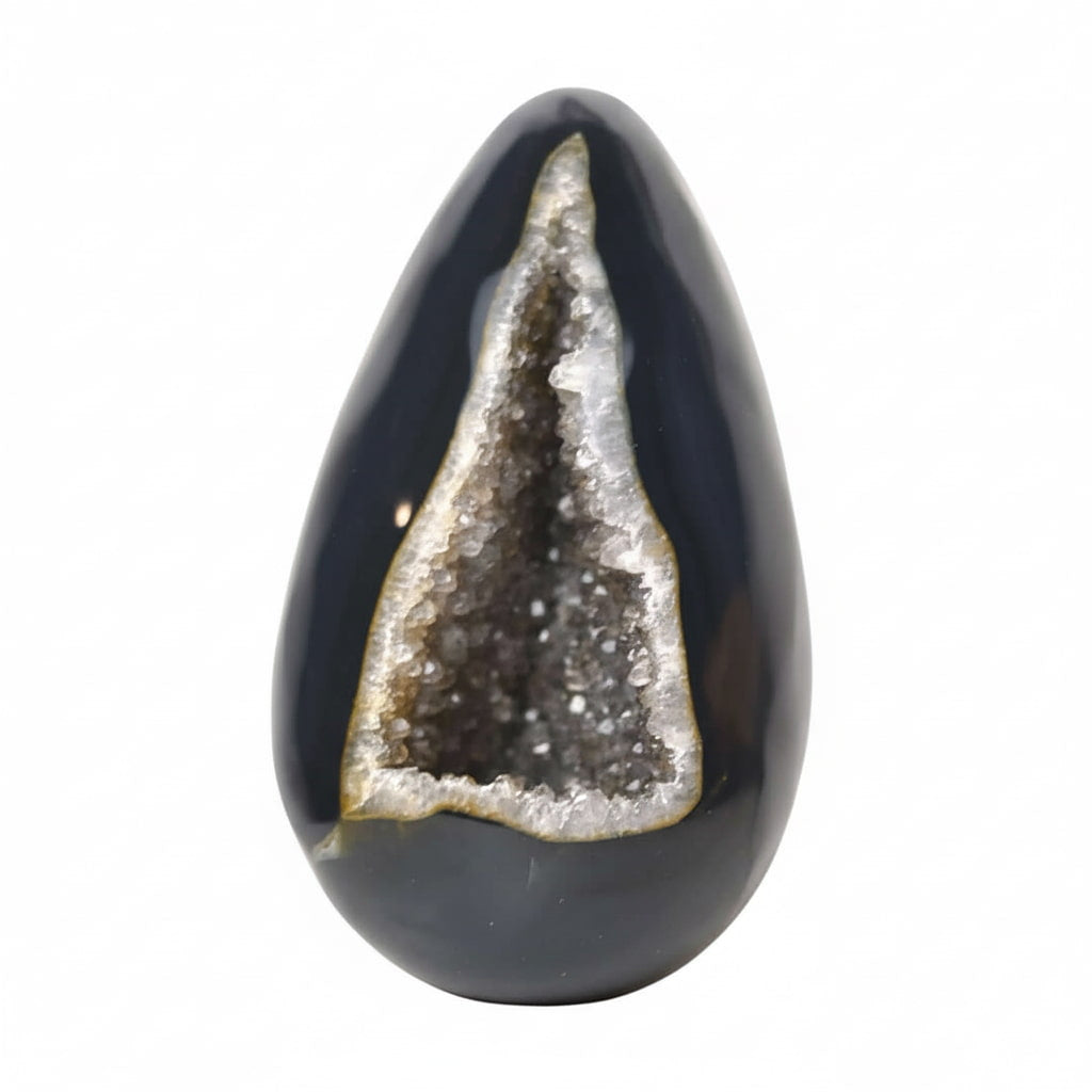 Großes Achat Ei – Glitzernde Druse als dekorativer Hingucker CrystalScents
